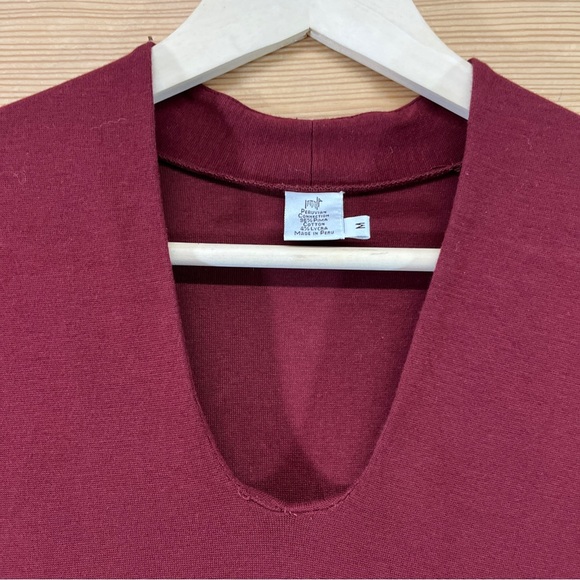 Peruvian Connection Dress Medium Burgundy LS Body Con Scoop Pima Lycra Maxi - Picture 4 of 11